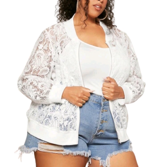 PRETTY ☆ OFF-WHITE PAISLEY LACE ☆ BOMBER JACKET ☆ NWT - Picture 3 of 10